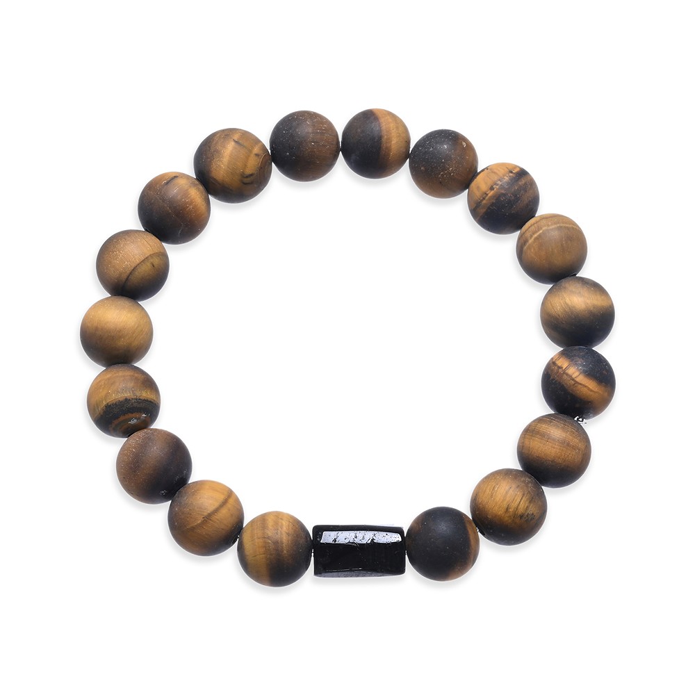 Bracelet, Oeil-de-tigre, Schorl, boules en perles rondes 10mm  | Marco Schreier