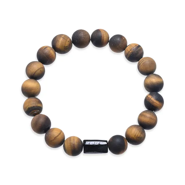 Bracelet, Oeil-de-tigre, Schorl, boules en perles rondes 10mm | Marco Schreier