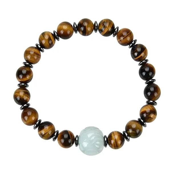 Bracciale, Occhio di tigre, Schorl, perline da 10 mm | Marco Schreier