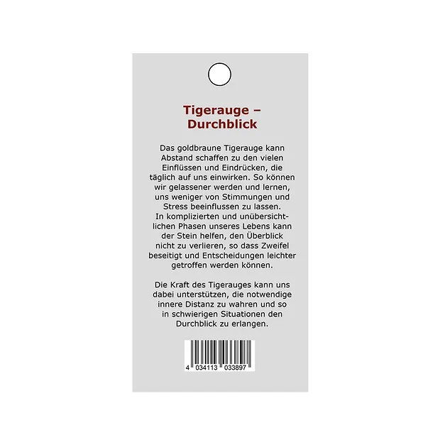 Kraftstein-Anhänger Tigerauge (Durchblick) | GH Edelsteine, Heilsteine & Schmuck