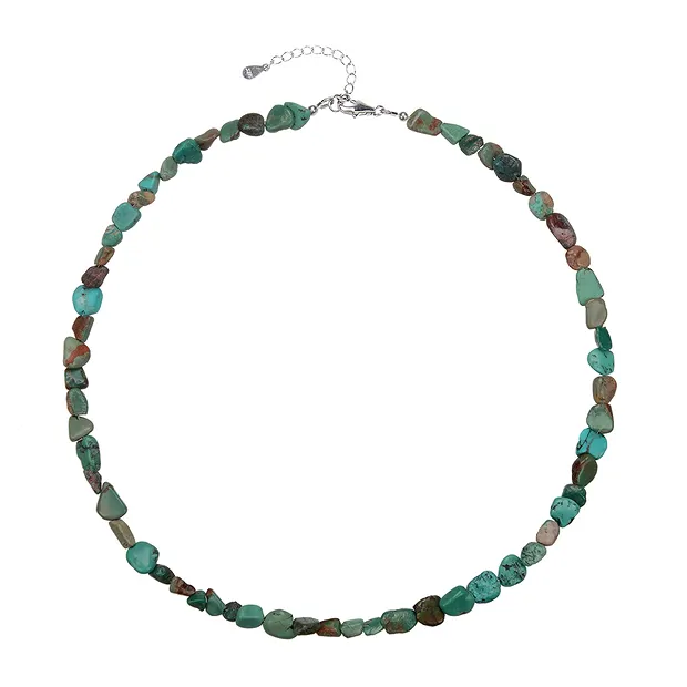 Collier Türkis (stab.), 6- 8mm Nuggets rhodiniert | Marco Schreier