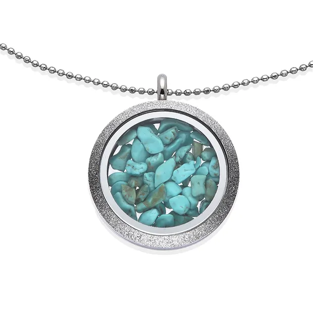 Pendentif Turquoise (stab.), 3,5cm, acier inoxydable, avec Chaîne | Marco Schreier