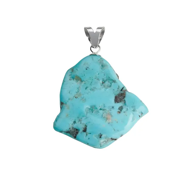 Turquoise pendant (stab.), flat nugget, 3.0 - 4.0 cm, rhodiniert | Marco Schreier