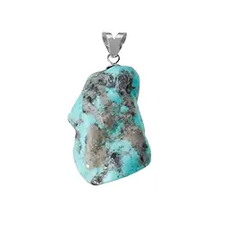 0615525062 Turquoise pendant (stab.), flat nugget, 2.8 - 3.5 cm, rhodiniert | Marco Schreier