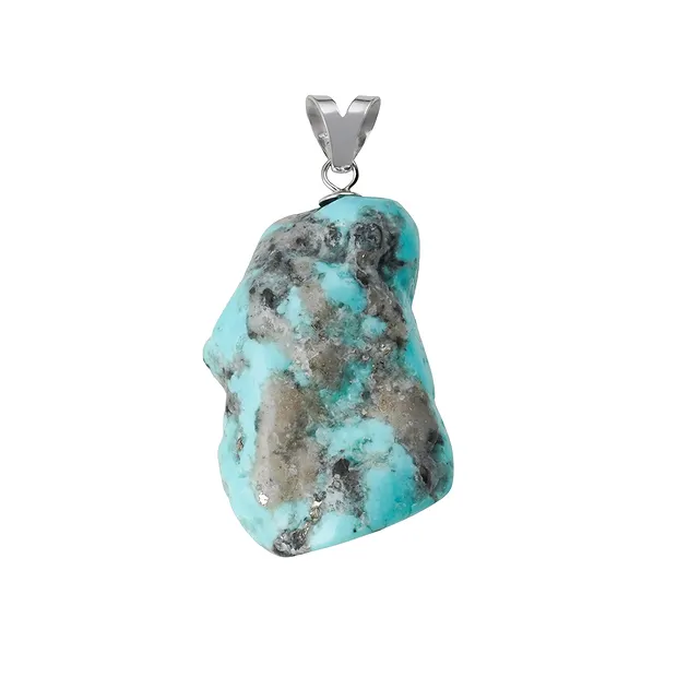 Turquoise pendant (stab.), flat nugget, 2.8 - 3.5 cm, rhodiniert | Marco Schreier