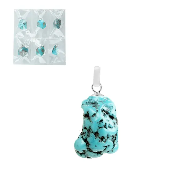 Pendentif Turquoise (stab.), Pierre roulée petit, rhodié (6 pcs/UC) | Marco Schreier