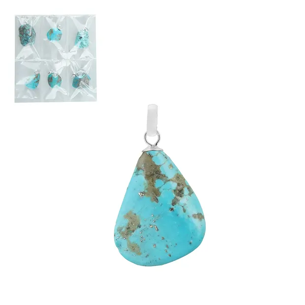 Pendant Turquoise (stab.), Tumbled Stone large, rhodiniert (6 pcs./PU) | Marco Schreier