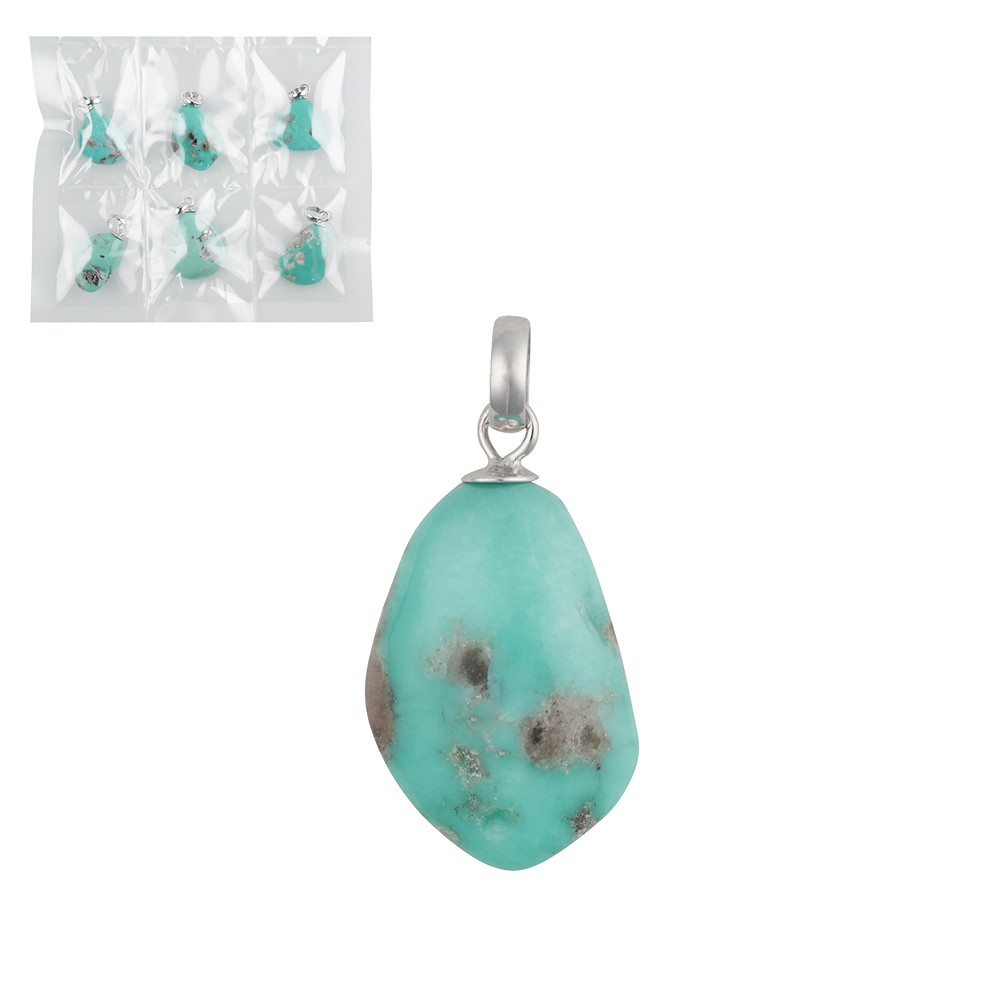 Turquoise Pendant (stab.), Cabochon, 2.5 cm, rhodiniert (6 pc/PU) | Marco Schreier