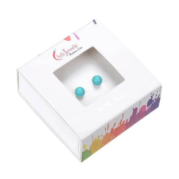 Clous d'oreilles Turquoise (stab.), boule, 4mm, rhodié | Marco Schreier