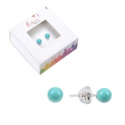 0615545104 Earstuds Turquoise (stab.), ball, 4mm, rhodiniert | Marco Schreier