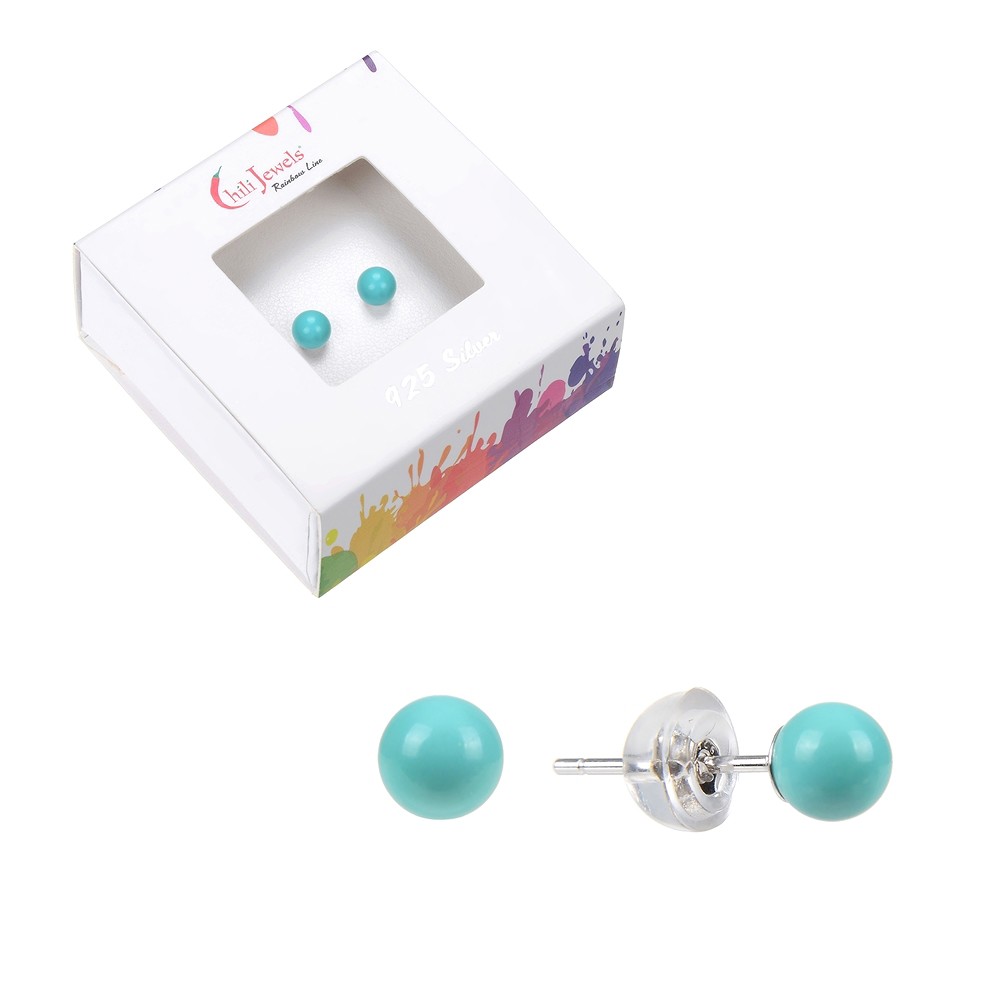 Earstuds Turquoise (stab.), ball, 4mm, rhodiniert | Marco Schreier