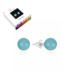 0615545106 Clous d'oreilles Turquoise (stab.), boule, 6mm, rhodié | Marco Schreier