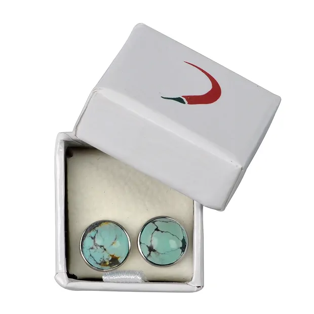 Ohrstecker Türkis (stab.), Cabochon, 8mm | GH Edelsteine, Heilsteine & Schmuck