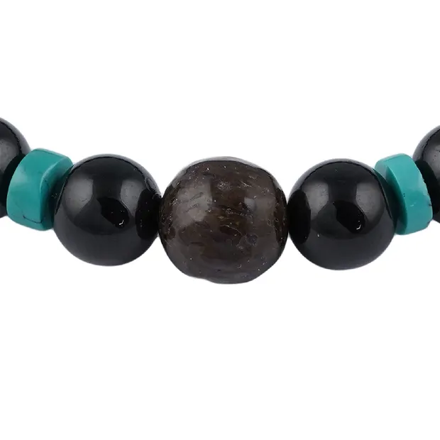 Bracelet, Schorl, Turquoise, os de dinosaure | Marco Schreier