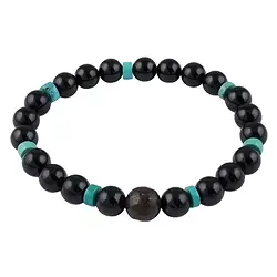 0615550165 Pulsera, Turmalina negra (chorlo), Turquesa, Hueso de dinosaurio | Marco Schreier