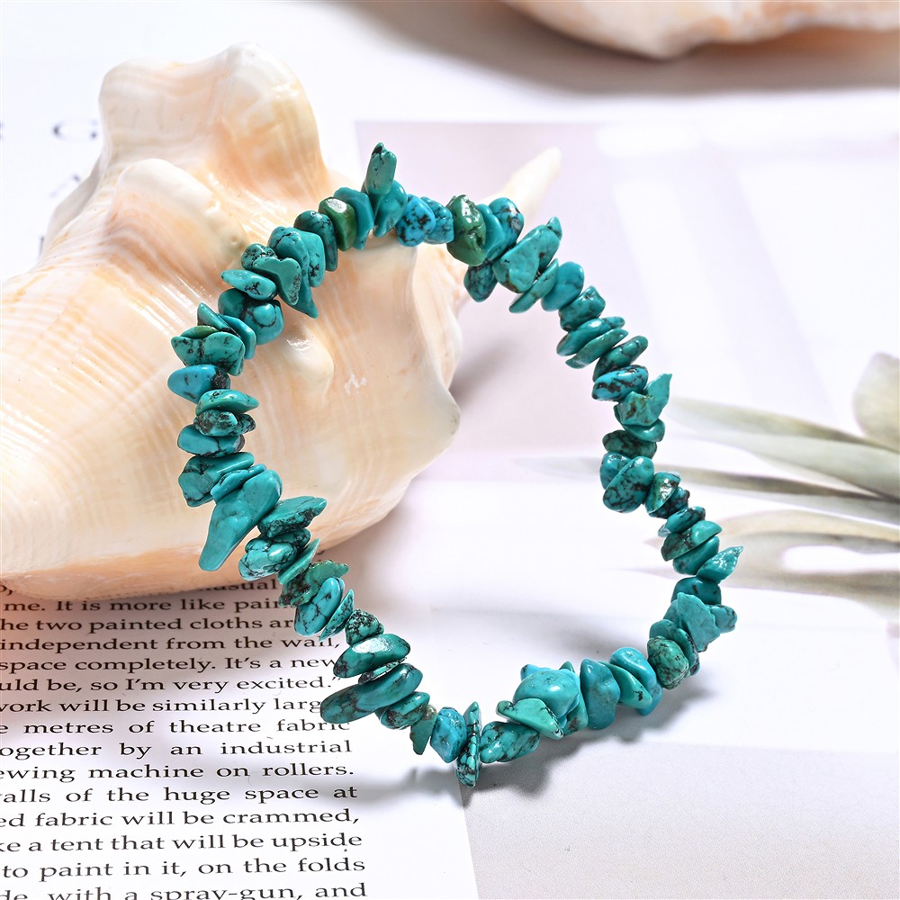 Turquoise bracelet (stab.), 8- 10mm chips | wholesaler gems & healing stones