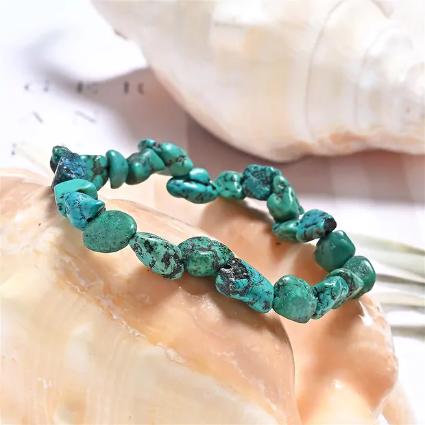 Armband, Türkis (stab.), 08 x 10mm-Nuggets | GH Edelsteine, Heilsteine & Schmuck