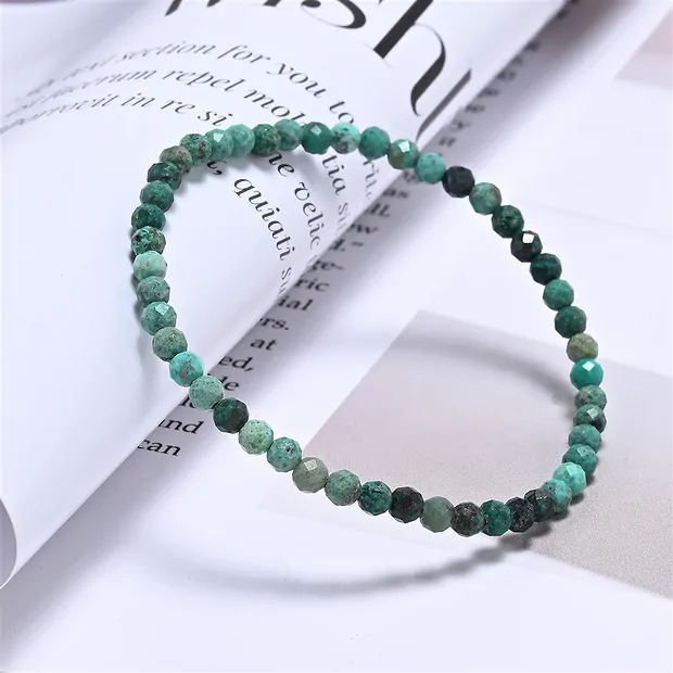 Bracelet, Turquoise (stab.), 03mm boules, facetté, 14cm (court) | Marco Schreier