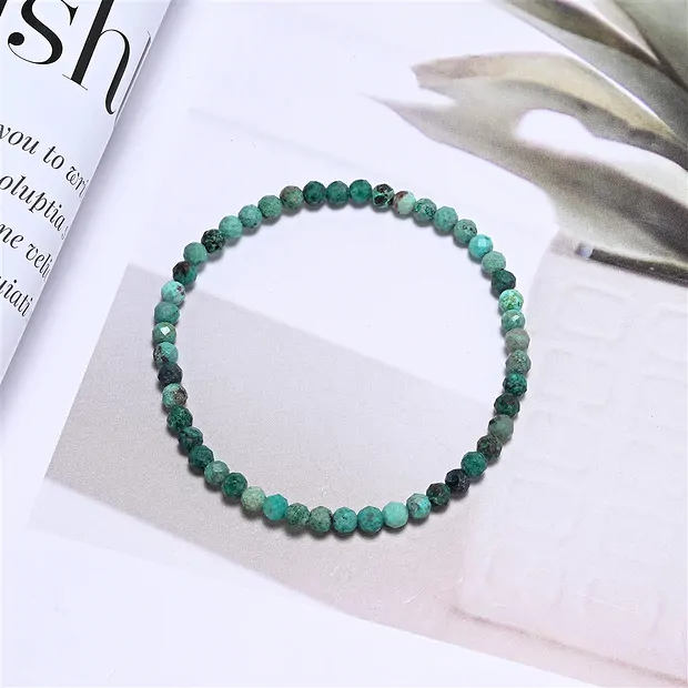 Armband, Türkis (stab.), 03mm Kugeln, facettiert, 14cm (kurz) | Marco Schreier