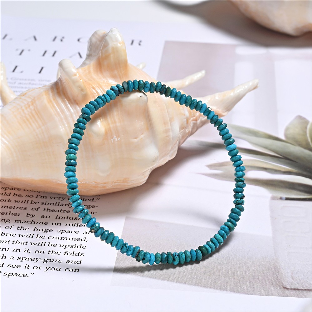 Bracelet, Turquoise (stab.), 02 x 04mm Boutons, facettés | Marco Schreier