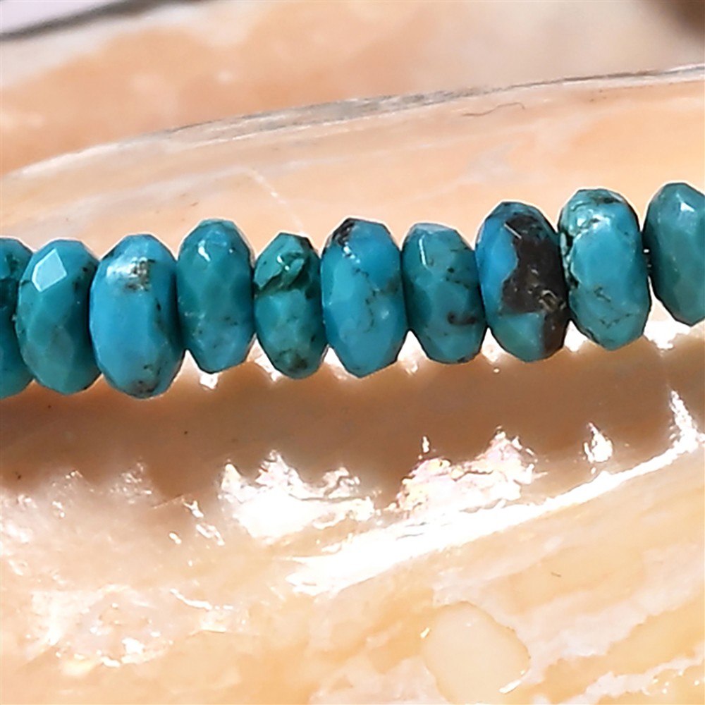 Bracelet, Turquoise (stab.), 02 x 04mm Boutons, facettés | Marco Schreier