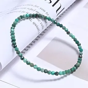 Bracelet, Turquoise (stab.), 03mm beads, faceted, 19cm | Marco Schreier