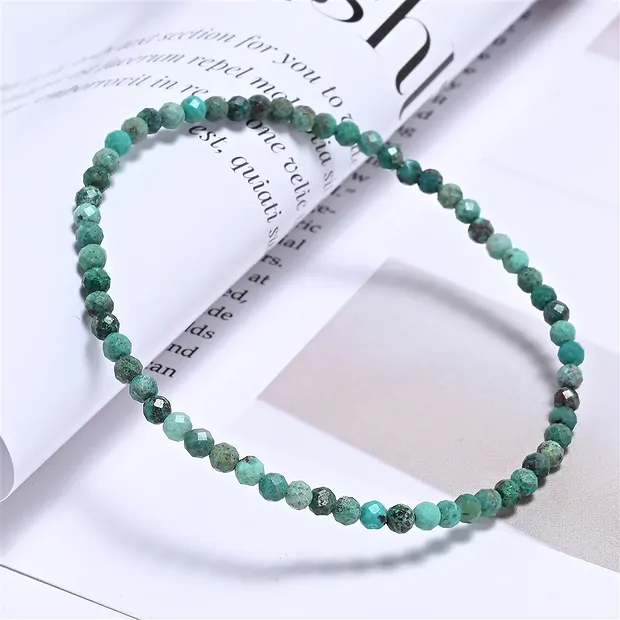 Pulsera, Turquesa (estabilizada), cuentas de 03mm, facetadas, 19cm | Marco Schreier