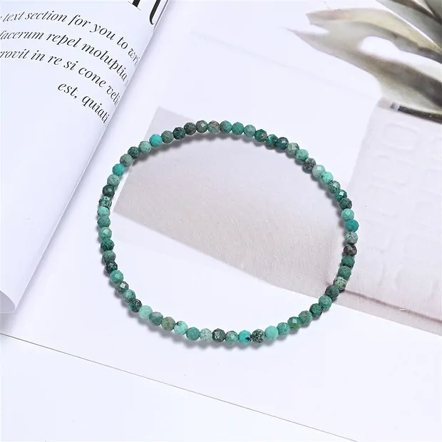 Bracciale, Turchese (stab.), perline da 03 mm, sfaccettate, 19 cm | Marco Schreier