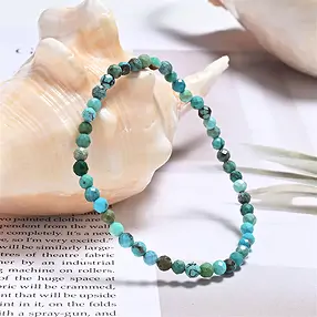 Bracelet, Turquoise (stab.), 04mm beads, faceted | Marco Schreier