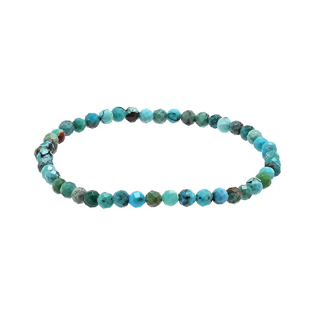 Bracelet en perles rondes Turquoise (stab.), 04mm boules, facettées | Marco Schreier