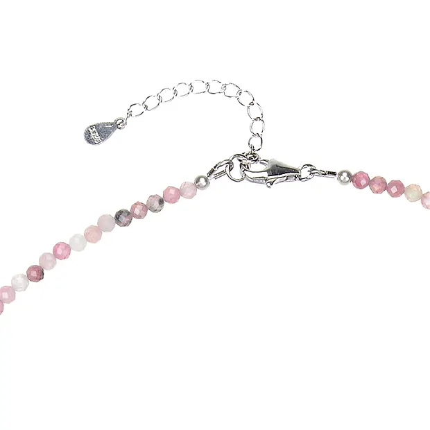 Collana di tormaline, perline (3 mm), sfaccettate, placcate in rodio | Marco Schreier