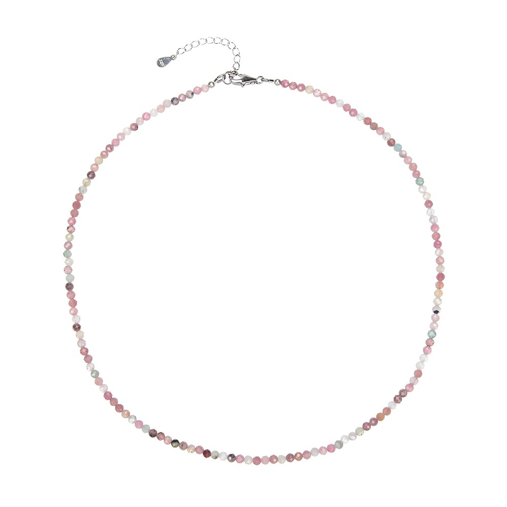 Necklace Tourmaline beads (3mm), faceted rhodiniert, extension chain | Marco Schreier