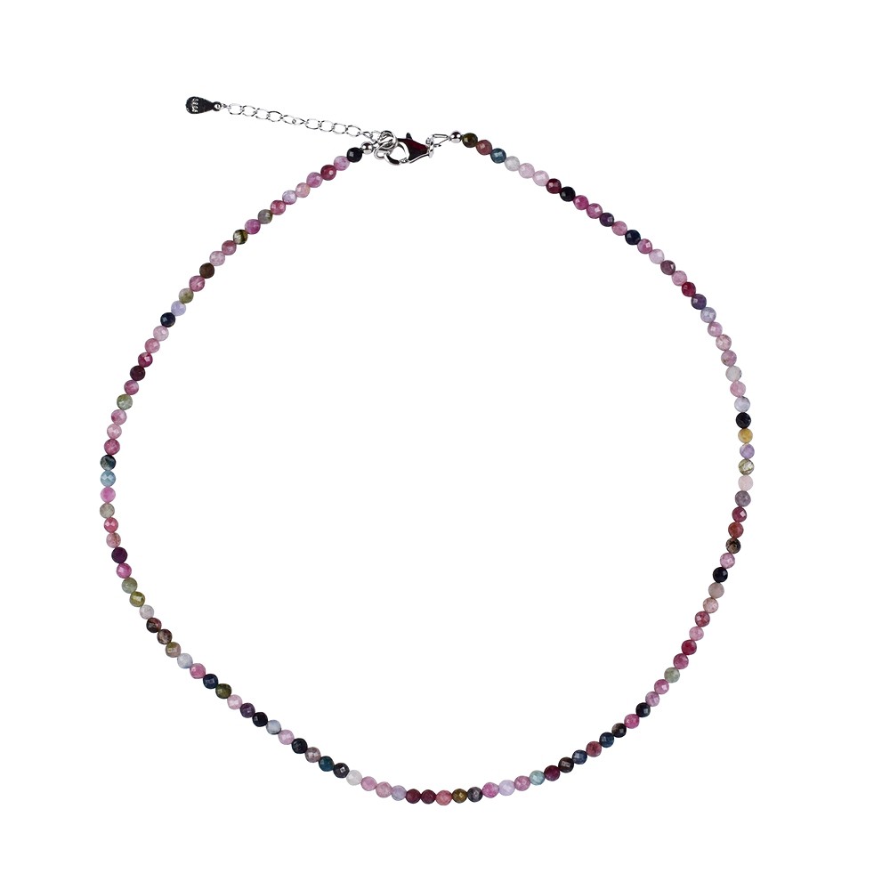 Collar Turmalina (coloreada) bola (3,5mm) facetada, rodinado, prolongación cadena | Marco Schreier