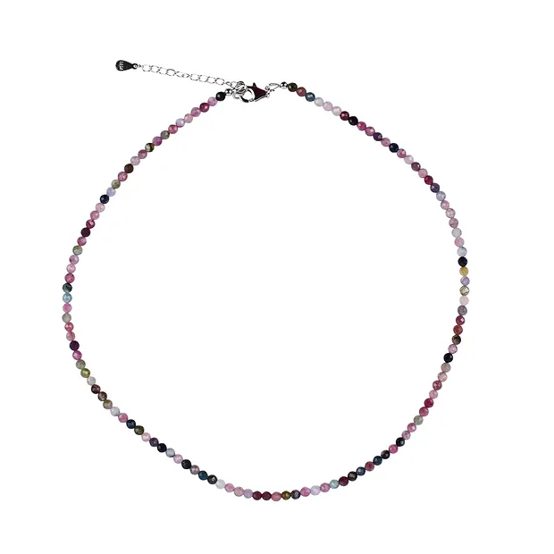 Collana Tormalina (colorata), perline (3,5 mm) sfaccettate, rodiate | Marco Schreier