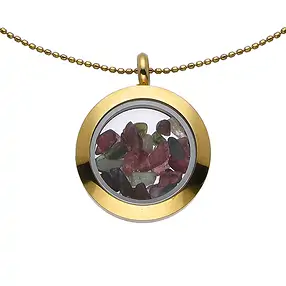 Pendentif Tourmaline (polychrome), 3,0cm, acier inoxydable, avec Chaînes | Marco Schreier