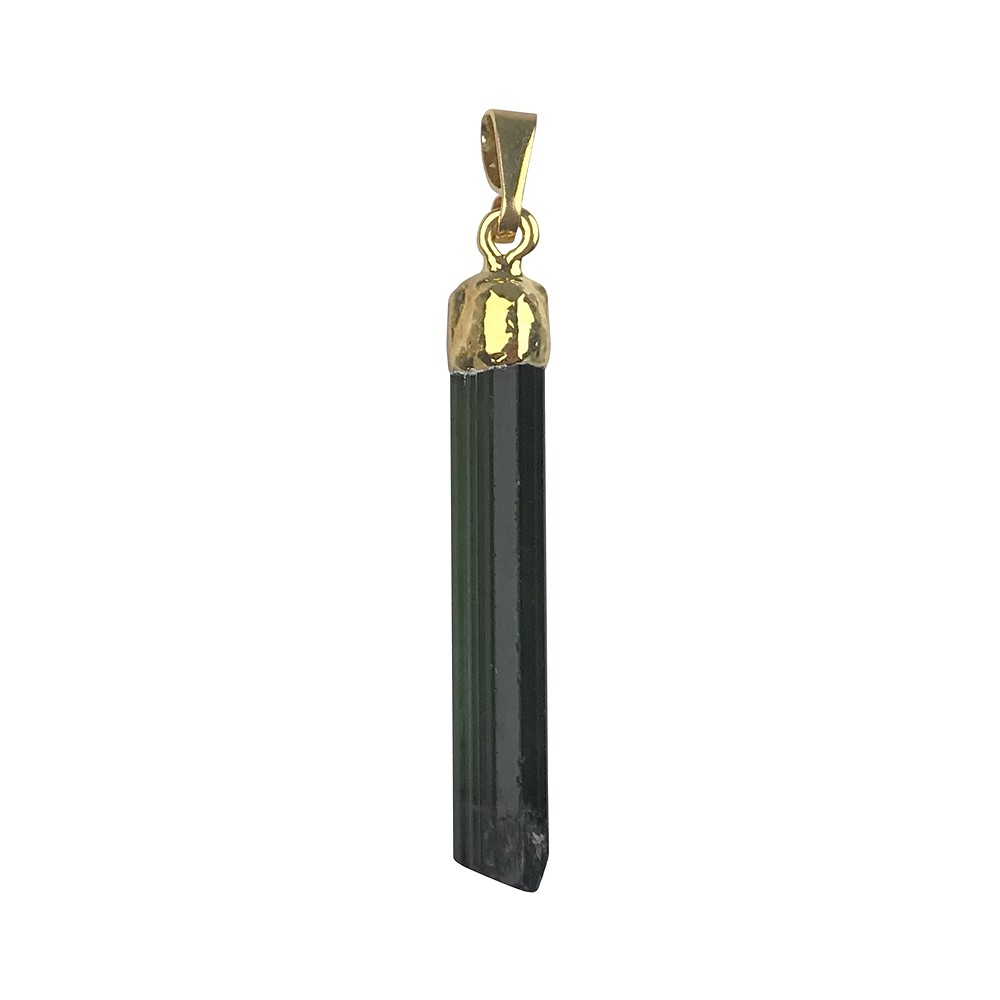 Tourmaline (green) pendant, rough crystal (15mm), 3.5 - 4.5cm, galvanic cap | Marco Schreier