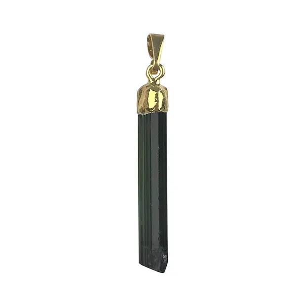 Tourmaline (green) pendant, rough crystal (15mm), 3.5 - 4.5cm, galvanic cap | Marco Schreier