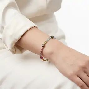 Bracelet en tourmaline (boules, pièces), 2 mm, facetté | Marco Schreier