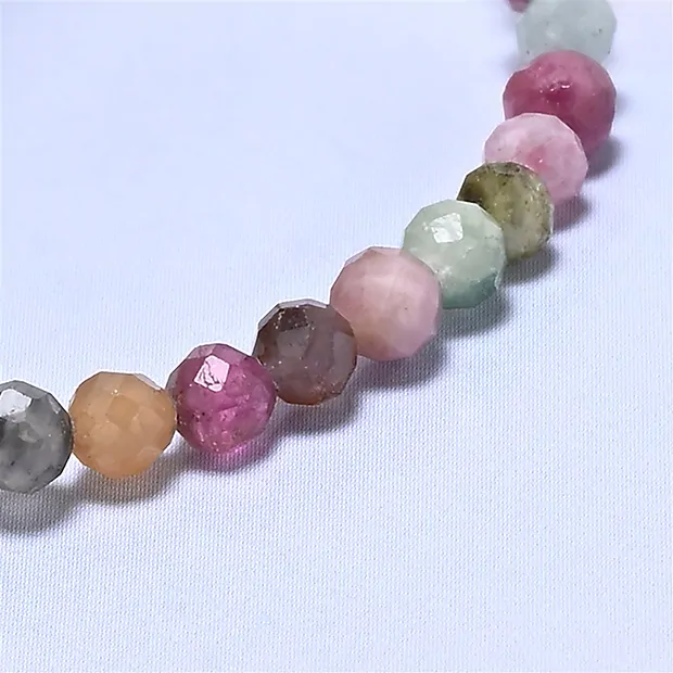 Armband, Turmalin (bunt), 03mm Kugeln, facettiert, 14cm (kurz) | Marco Schreier