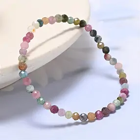 Pulsera, Turmalina (coloreada), cuentas de 03mm, facetada, 14cm (corta) | Marco Schreier