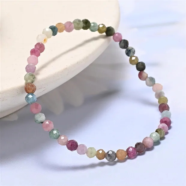 Armband, Turmalin (bunt), 03mm Kugeln, facettiert, 14cm (kurz) | Marco Schreier