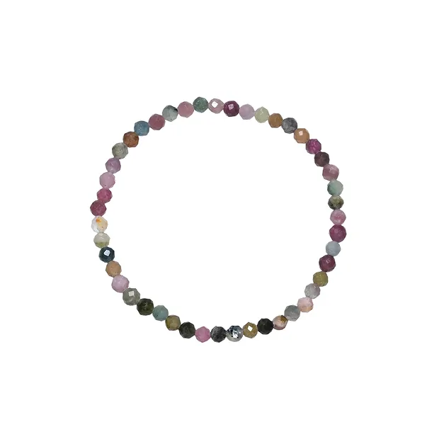 Bracelet, Tourmaline (multicolour), 03mm beads, faceted, 14cm (short) | Marco Schreier