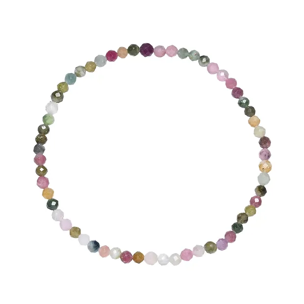 Pulsera, Turmalina (coloreada), cuentas de 03mm, facetadas, 19cm | Marco Schreier