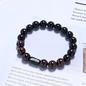 Armband, Schörl (stab.), Granat, 10mm Kugeln | Edelsteine, Heilsteine & Schmuck