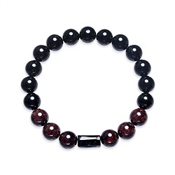0615664652 Armband, Schörl (stab.), Granat, 10mm Kugeln | Edelsteine, Heilsteine & Schmuck