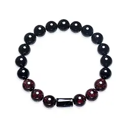 0615664652 Armband, Schörl (stab.), Granat, 10mm Kugeln | Edelsteine, Heilsteine & Schmuck