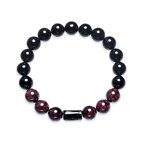 Armband, Schörl (stab.), Granat, 10mm Kugeln | Edelsteine, Heilsteine & Schmuck
