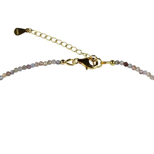 Collar Zircón (natural), cuentas (2mm), facetado, chapado en oro, cadena de extensión | Marco Schreier