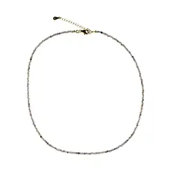 0616214121 Collar Zircón (natural), cuentas (2mm), facetado, chapado en oro, cadena de extensión | Marco Schreier