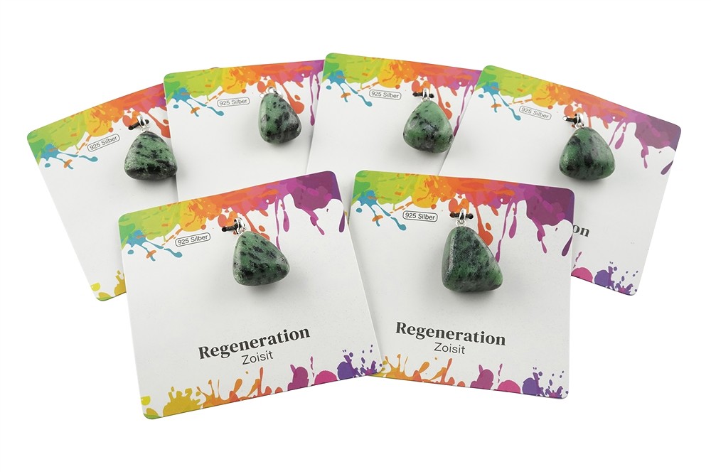 Anhänger Zoisit, Trommelstein klein, rhodiniert | Marco Schreier